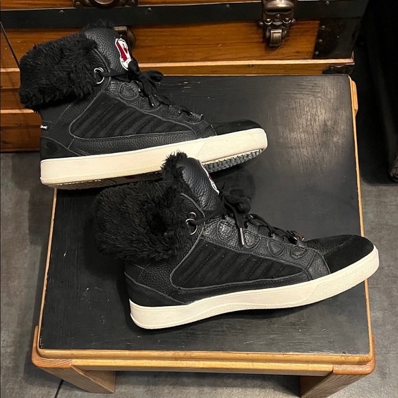 PAJAR LEATHER WATERPROOF FAUX FUR TRIM SNEAKER BOOTS SIZE 10-10.5 BLACK - Picture 2 of 16